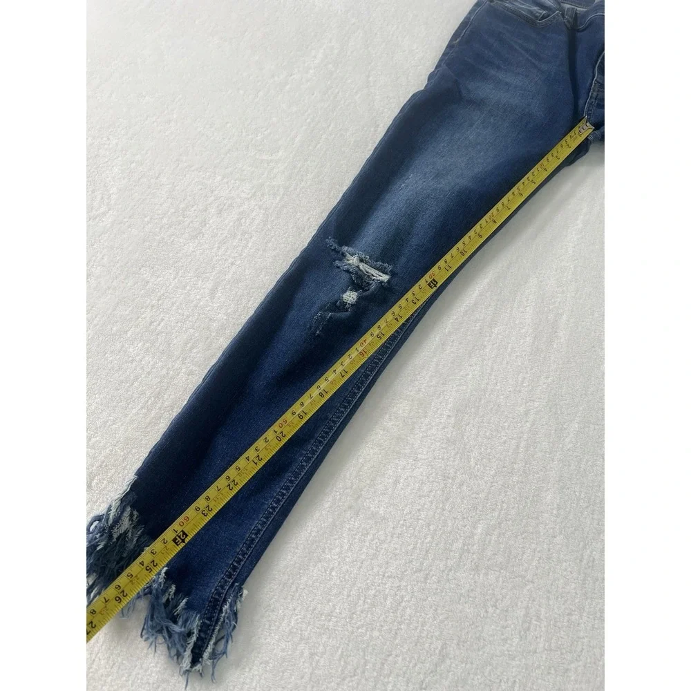 Free People Raw Hem High Rise Jeans Womens Size 26‎ Fringe Crop Ankle Boho Blue